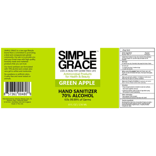 Simple Grace Antimicrobial Hand Sanitizer Green Apple