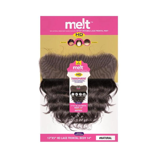 Janet MELT 100% Natural Virgin Remy Human Hair HD 13"X 5" Invisible Lace Frontal Closure Body Wave 14"