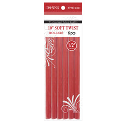Donna 10" Soft Twist Rollers 6pcs - Red 1/2" Diameter