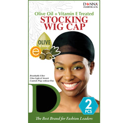 Donna Olive Oil & Vitamin E Treated Stocking Wig Cap 2pcs