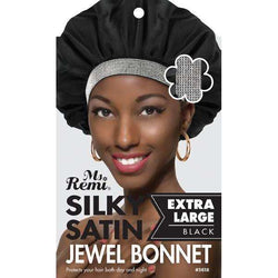 Ms Remi Silky Satin Jewel Bonnet XL Black